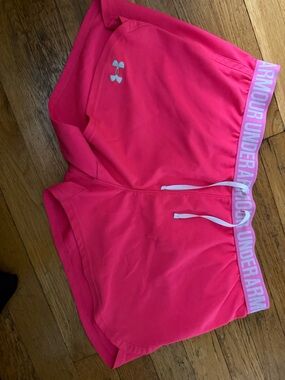 LG Bright Pink Athletic Shorts with White Logo